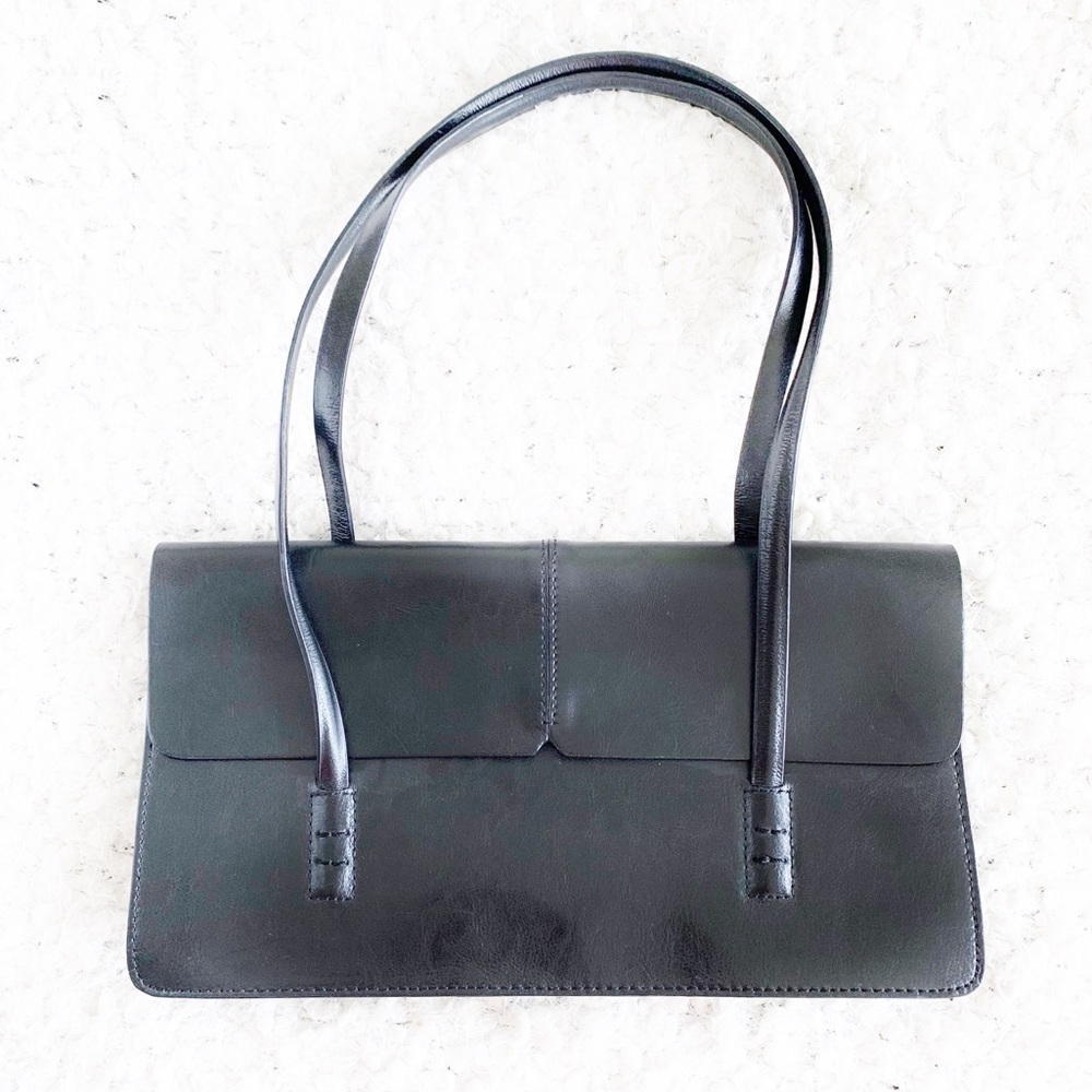 SALE! Alfani Black Leather Envelope Hand Bag